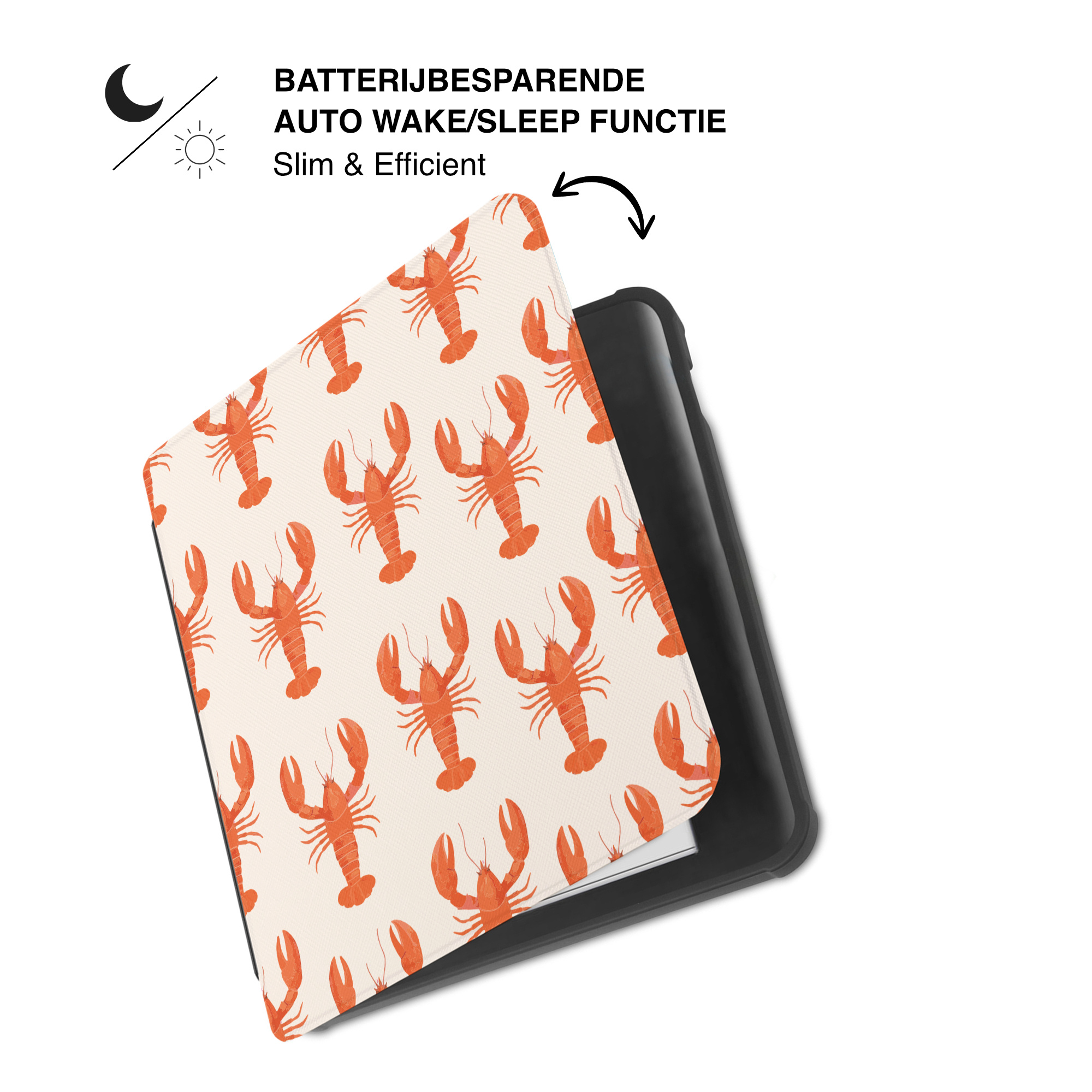 Kobo Libra Colour Hoesje - Vegan Saffiano Leren Sleep Cover - Met Handband en Auto Wake/Sleep - Catch of the Day