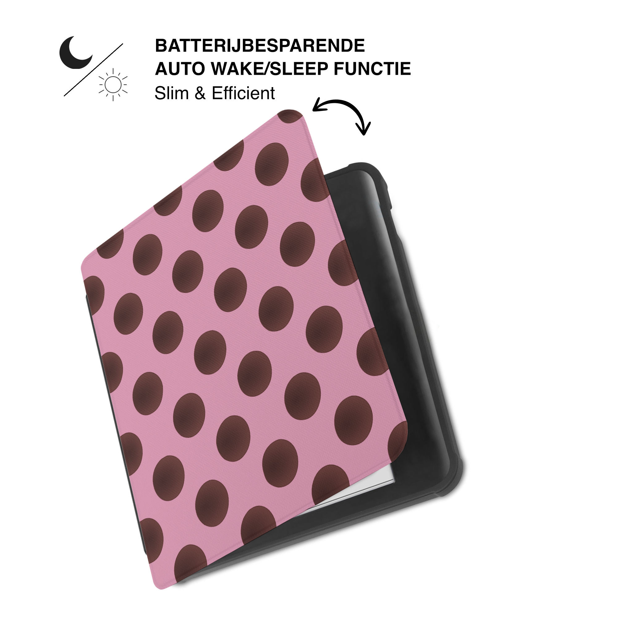 Kobo Libra Colour Hoesje - Vegan Saffiano Leren Sleep Cover - Met Handband en Auto Wake/Sleep - Summer Blush