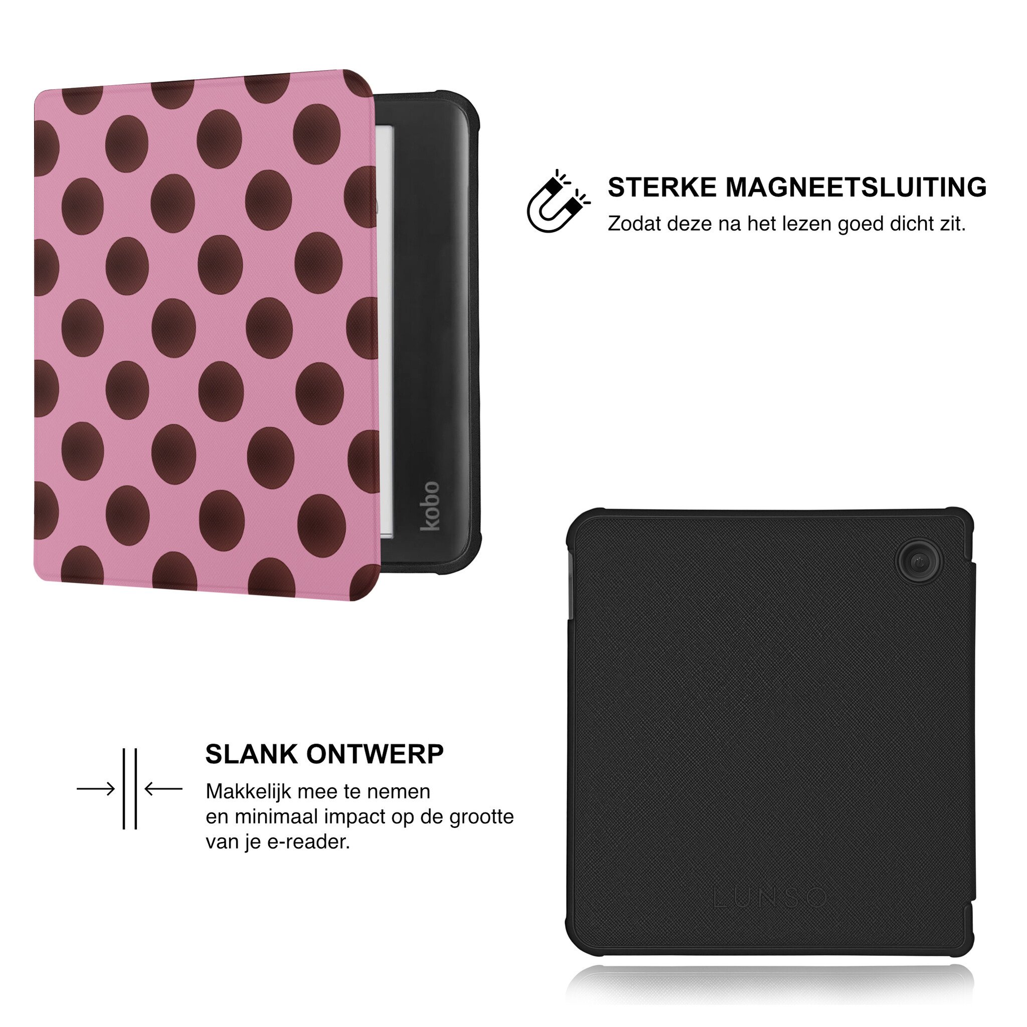 Kobo Libra Colour Hoesje - Vegan Saffiano Leren Sleep Cover - Met Handband en Auto Wake/Sleep - Summer Blush