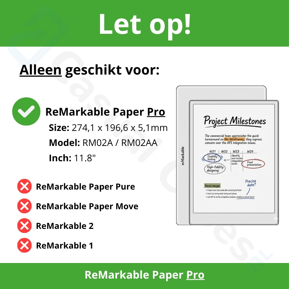 ReMarkable Paper Pro Slim magnetisch sleepcover PU leer hoes - Groen