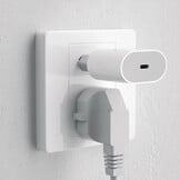 EU Stekker met USB-C naar USB-C oplader (20W) en datakabel van 1 Meter - Wit