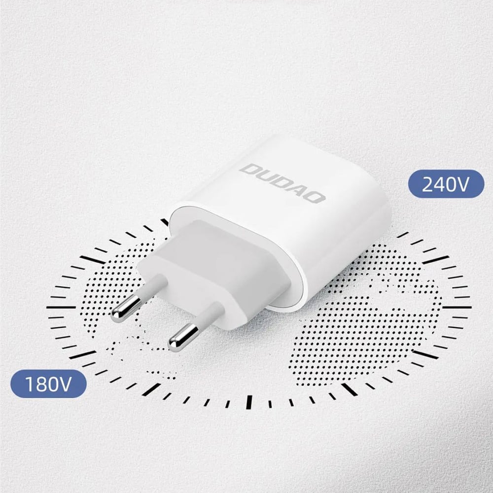 EU Stekker met USB-C naar USB-C oplader (20W) en datakabel van 1 Meter - Wit