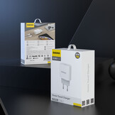 EU Stekker met USB-C naar USB-C oplader (20W) en datakabel van 1 Meter - Wit