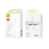 Travel Charger Set - EU Stekker met USB naar Micro-USB Oplaadkabel en Datakabel - 10W / 2.1A - 1 Meter - Wit