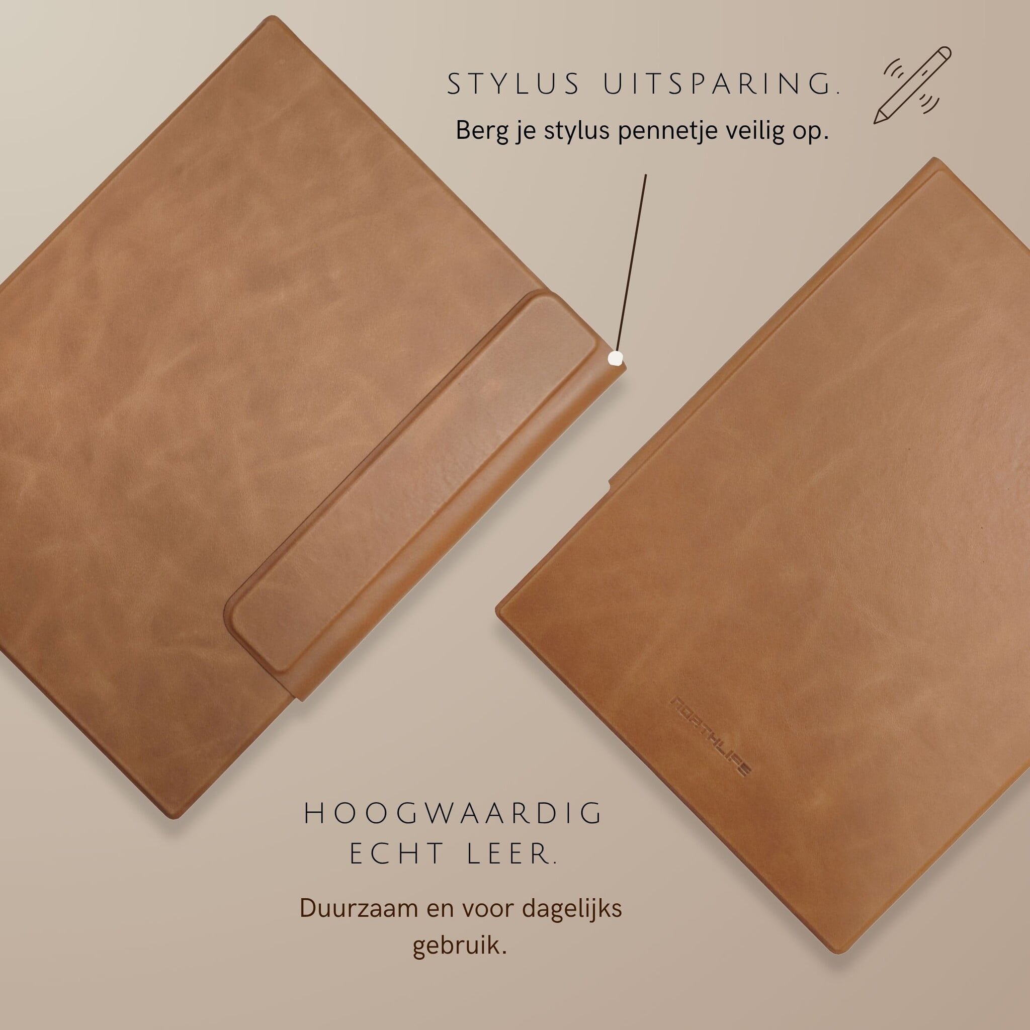 ReMarkable 2 Slim magnetisch echt leren cover hoes – Cognac