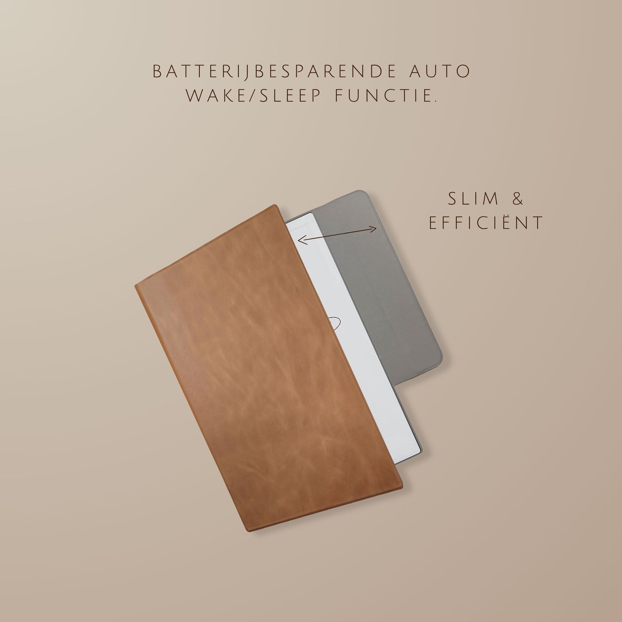 ReMarkable 2 Slim magnetisch echt leren cover hoes – Cognac