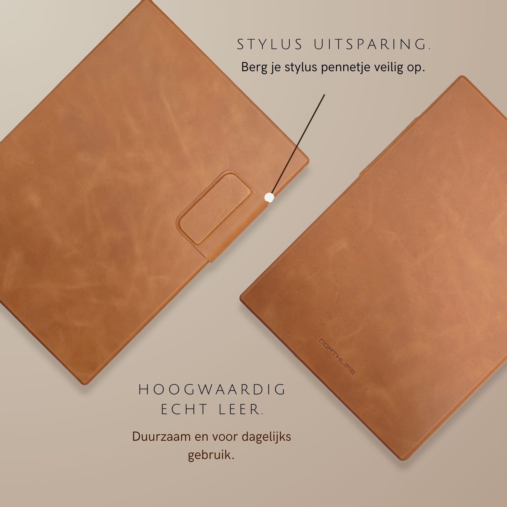 ReMarkable Paper Pro Slim magnetisch echt leren cover hoes – Cognac
