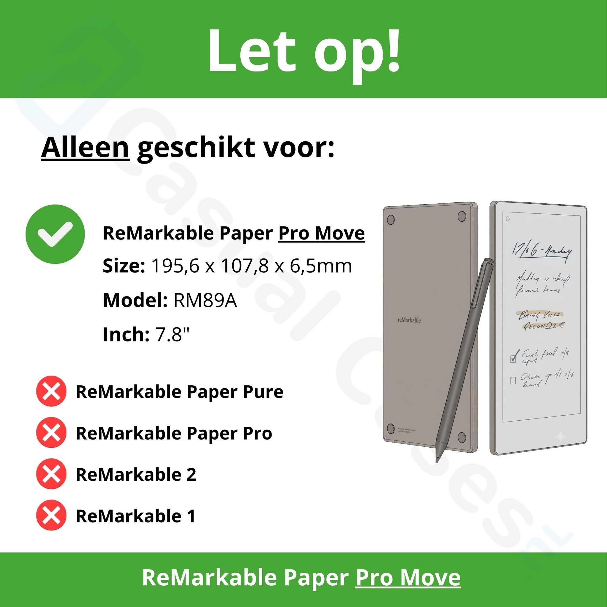 ReMarkable Paper Pro Move Slim magnetisch echt leren cover hoes – Cognac