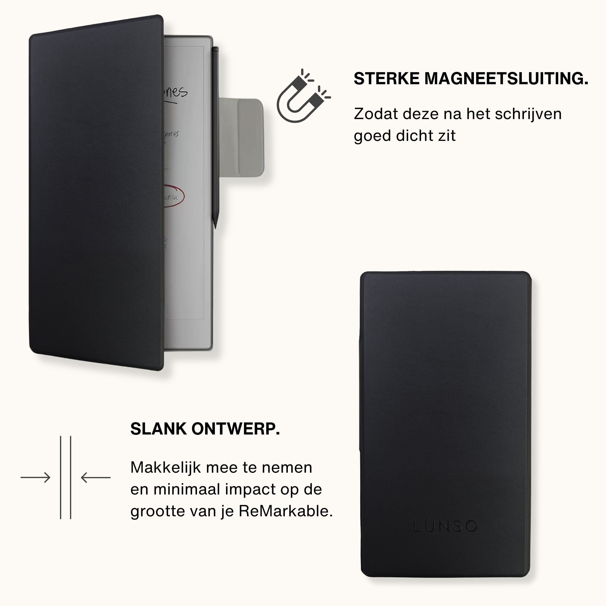 ReMarkable Paper Pro Move Slim magnetisch sleepcover PU leer hoes - Zwart