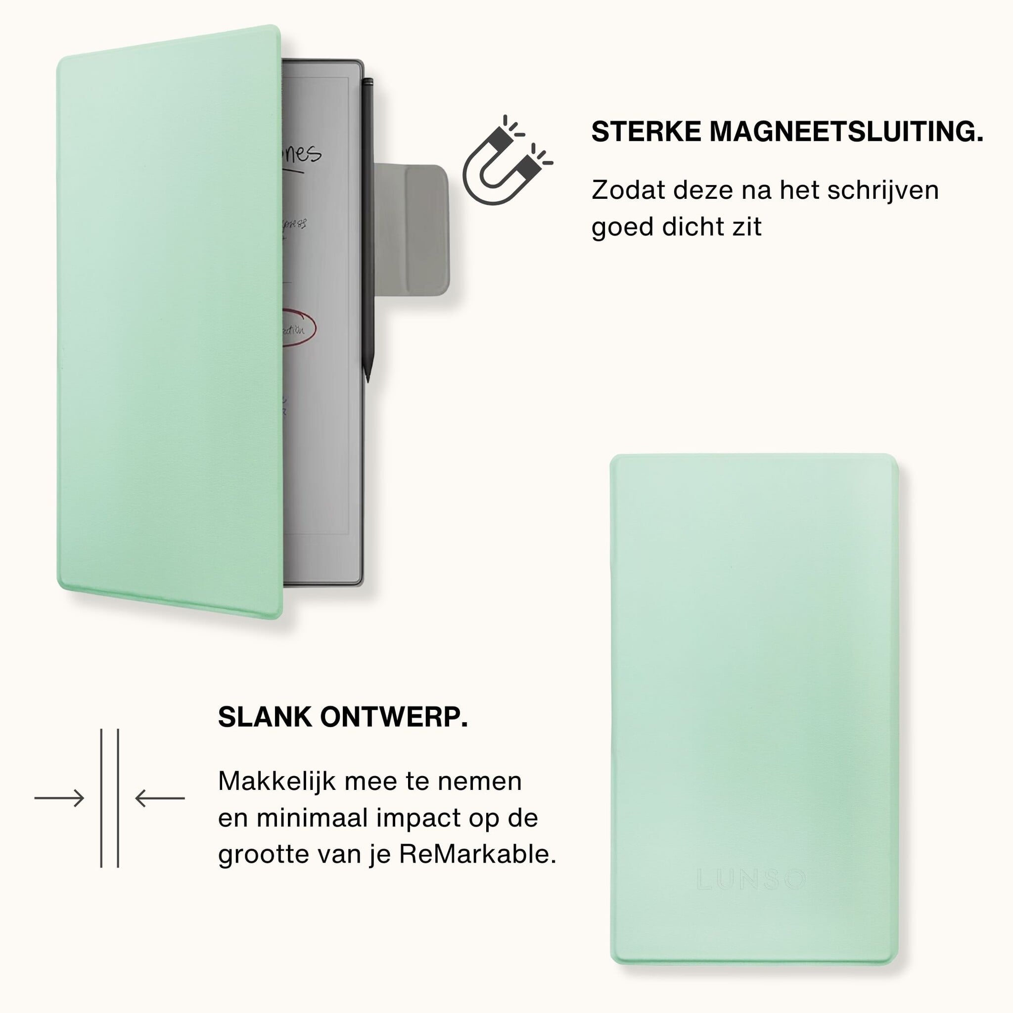 ReMarkable Paper Pro Move Slim magnetisch sleepcover PU leer hoes - Groen