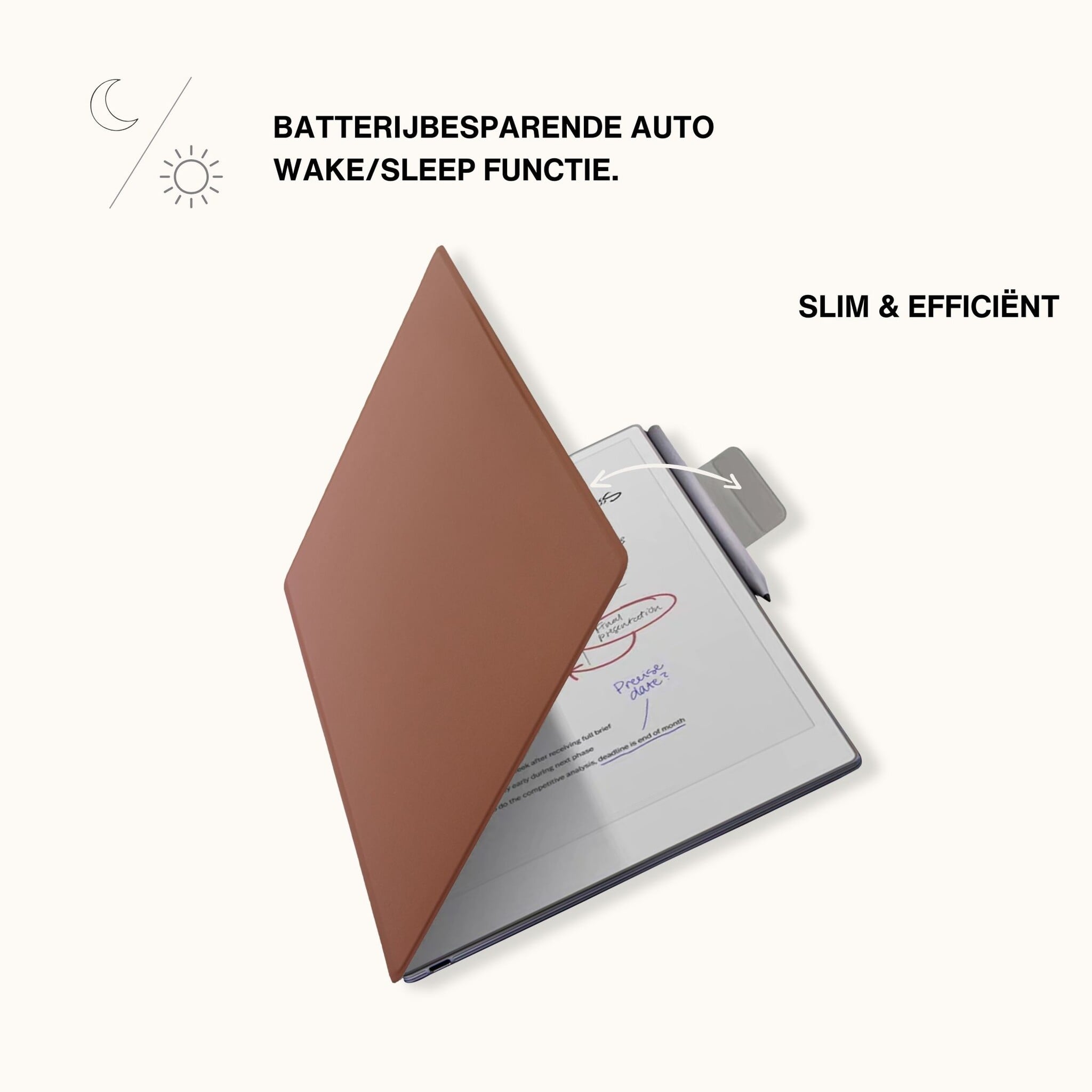 ReMarkable Paper Pro Move Slim magnetisch sleepcover PU leer hoes - Bruin