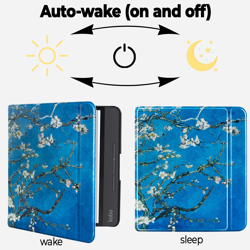 Kobo Libra H20 hoes (7 inch) Sleepcover - Van Gogh Amandelbloesem