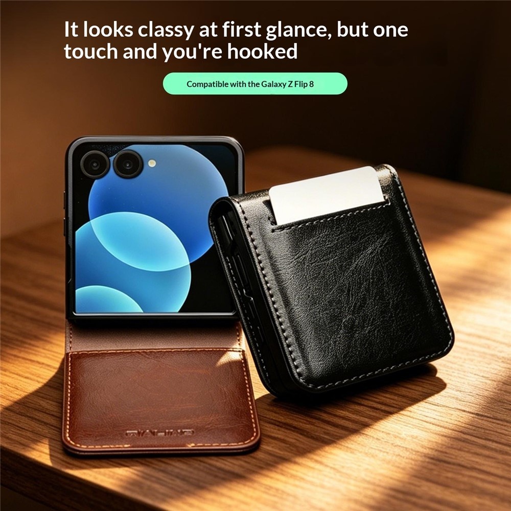 Samsung Galaxy Z Flip 8 leren Flipcase hoesje - Zwart