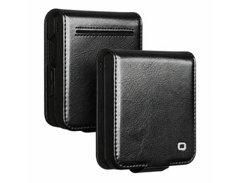 Qialino Samsung Galaxy Z Flip 8 hoesje - Leren Flipcase - Zwart