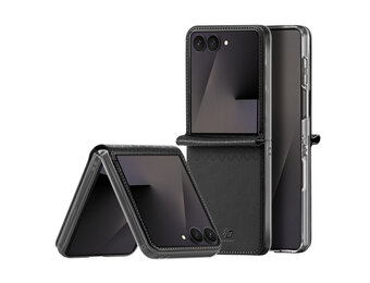 Dux Ducis Samsung Galaxy Z Flip 8 Leren hoes - backcover - Zwart