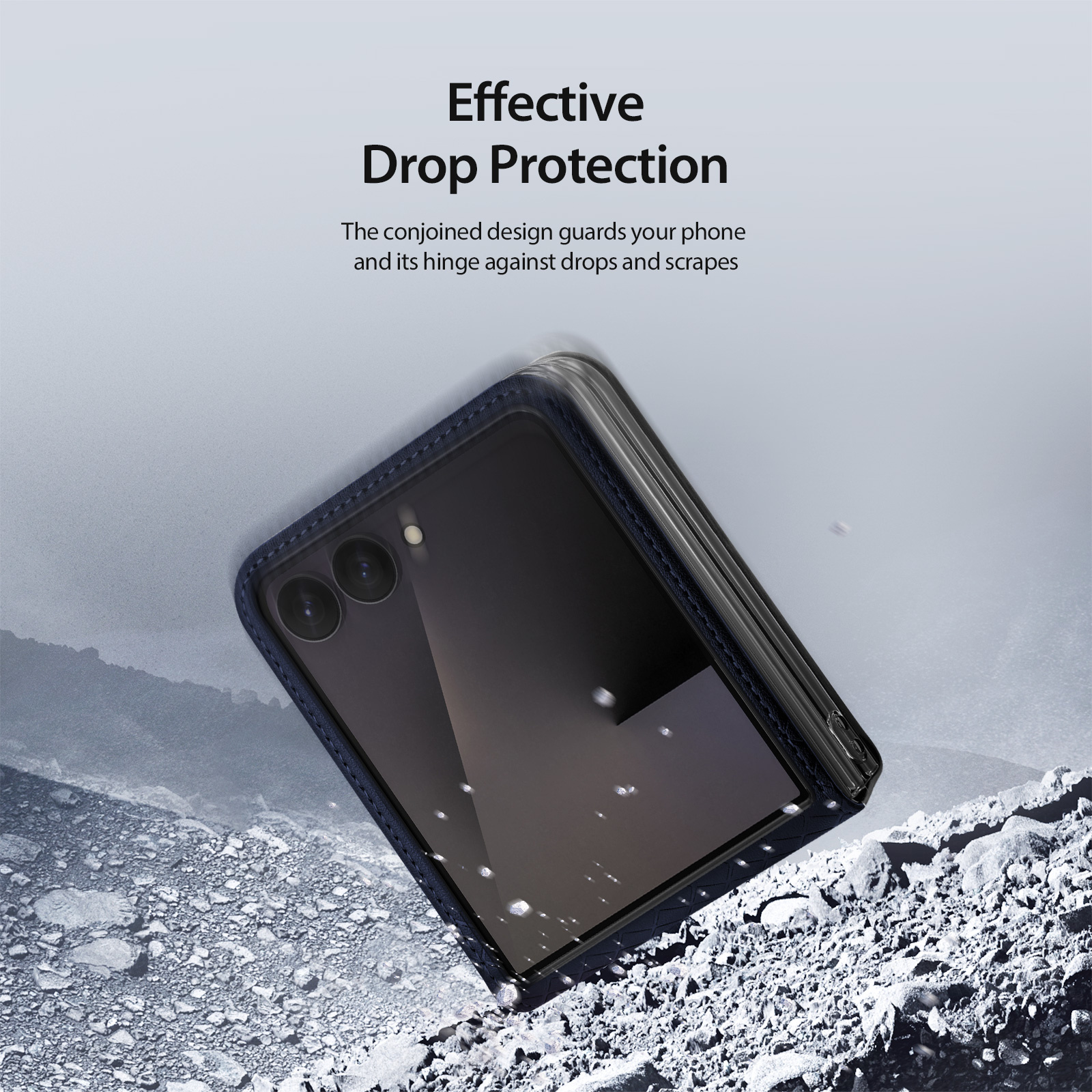 Samsung Galaxy Z Flip 8 Leren hoes Backcover - Donkerblauw