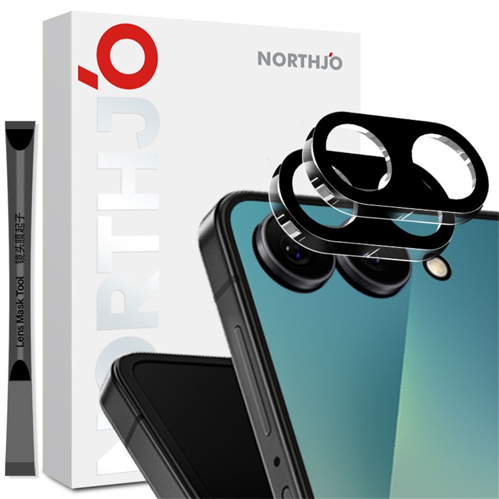 NORTHJO (2 stuks) Samsung Galaxy Z Flip 8 Full cover camera glas - Lens tempered glass - Zwart