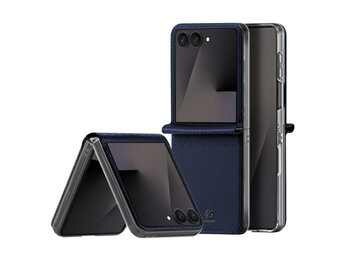 Dux Ducis Samsung Galaxy Z Flip 8 Leren hoes - backcover - Donkerblauw