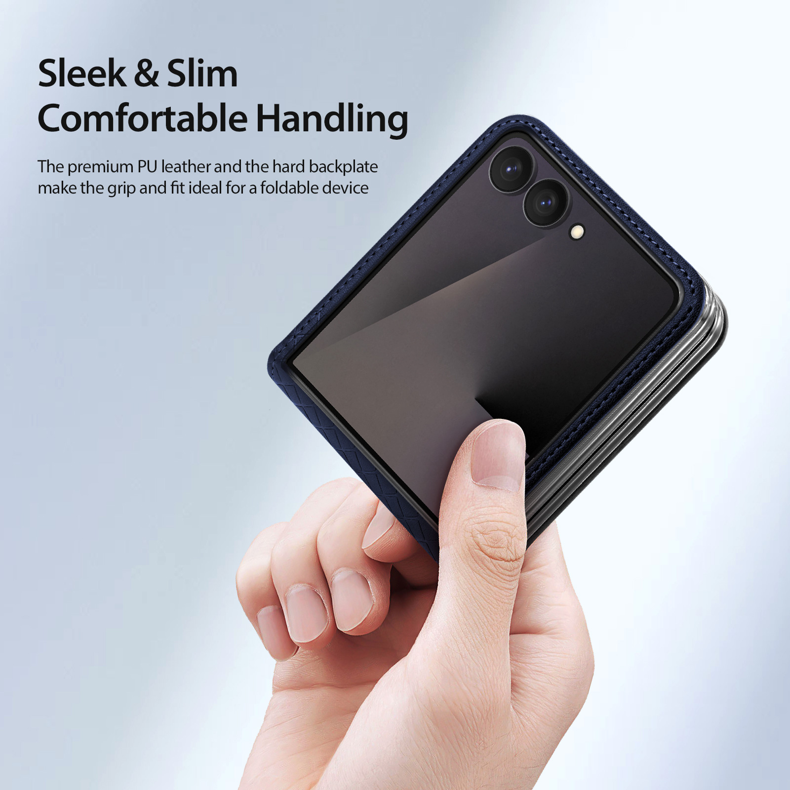 Samsung Galaxy Z Flip 8 Leren hoes Backcover - Donkerblauw