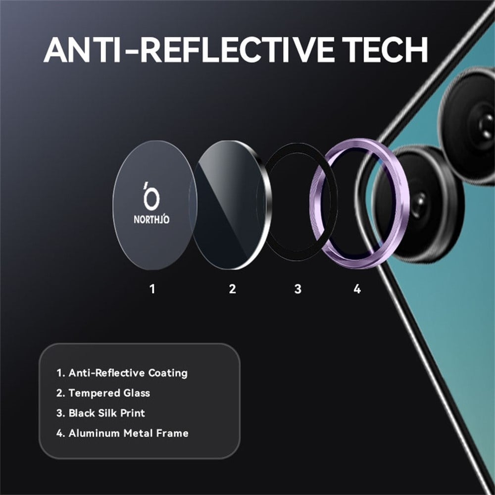 Samsung Galaxy Z Flip 8 camera lens protector – Metalen Ringen – Paars