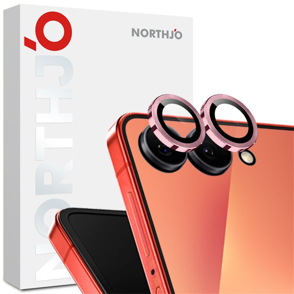 Samsung Galaxy Z Flip 8 camera lens protector – Metalen Ringen – Roze