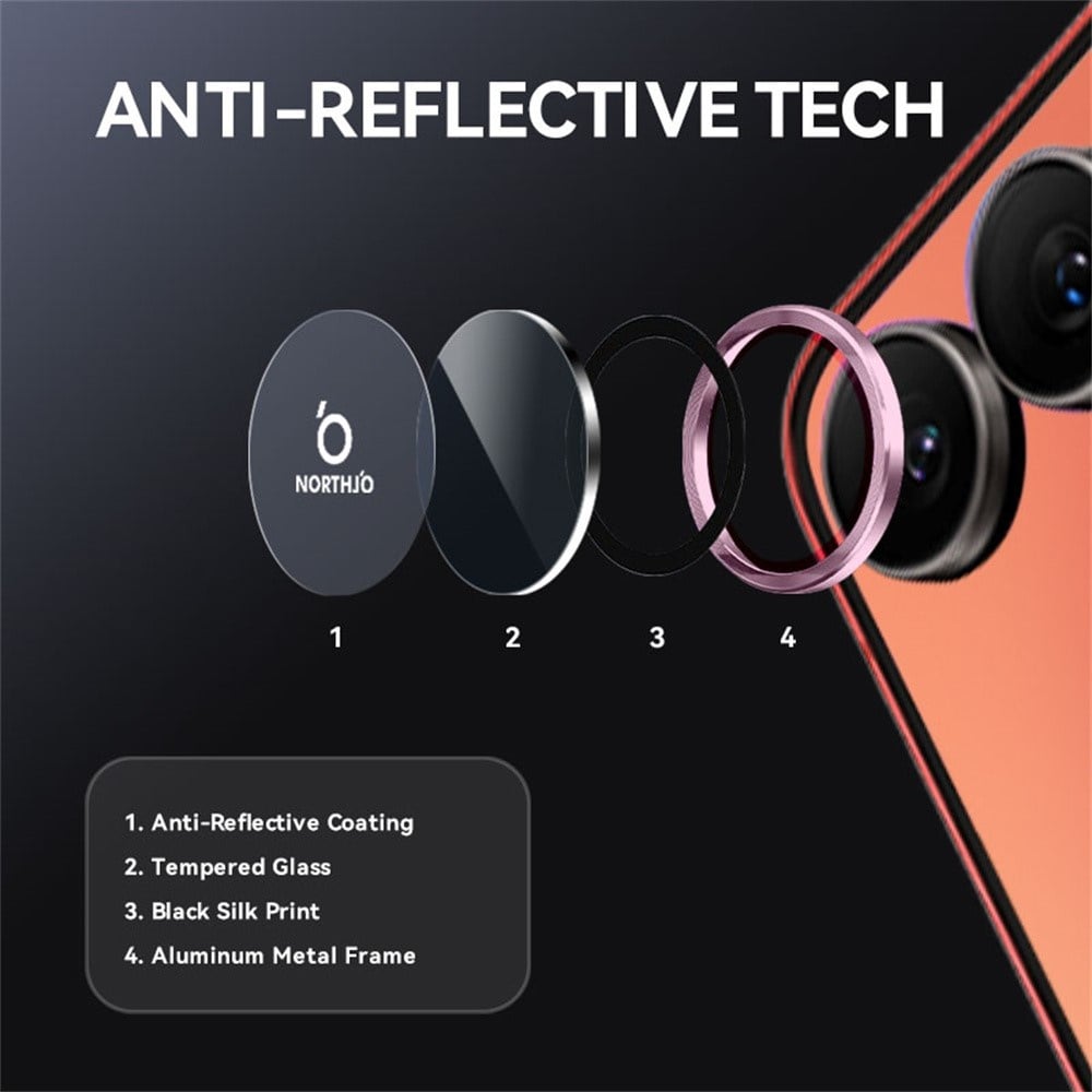 Samsung Galaxy Z Flip 8 camera lens protector – Metalen Ringen – Roze