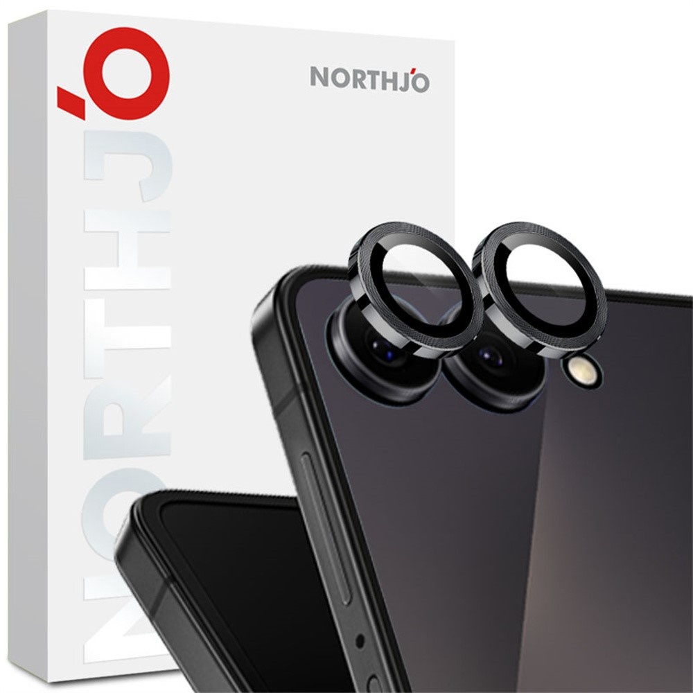 NORTHJO Samsung Galaxy Z Flip 8 camera Lens protector - Metalen ringen - Zwart