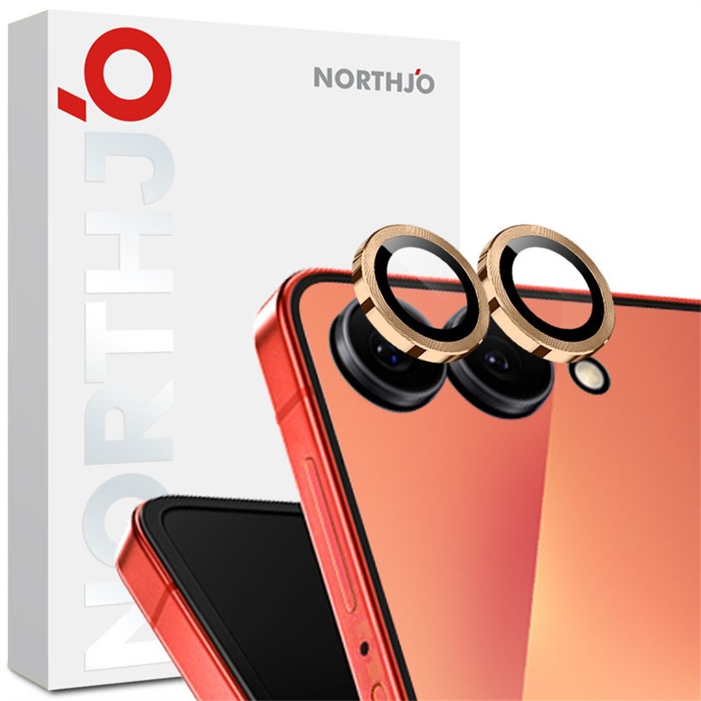 NORTHJO Samsung Galaxy Z Flip 8 camera Lens protector - Metalen ringen - Goud