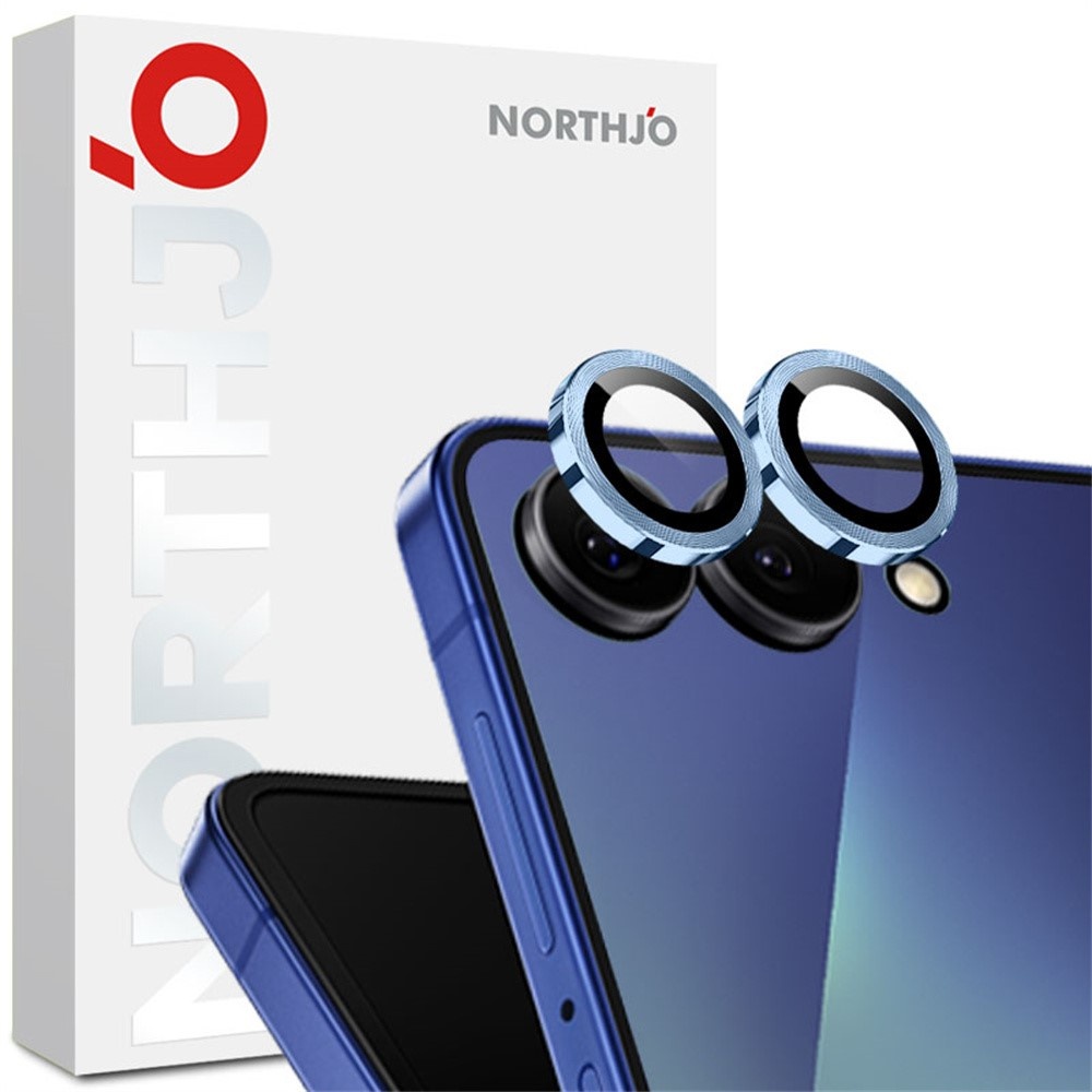 NORTHJO Samsung Galaxy Z Flip 8 camera Lens protector - Metalen ringen - Blauw