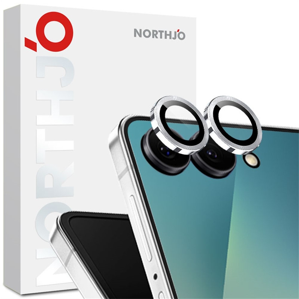 NORTHJO Samsung Galaxy Z Flip 8 camera Lens protector - Metalen ringen - Zilver