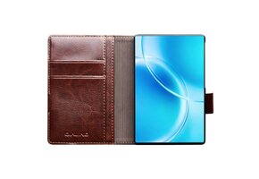 Qialino Samsung Galaxy Z Fold 8 hoesje - Leren bookcase - Donkerbruin