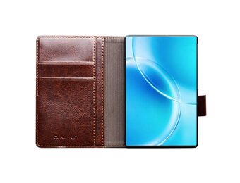 Qialino Samsung Galaxy Z Fold 8 hoesje - Leren bookcase - Donkerbruin
