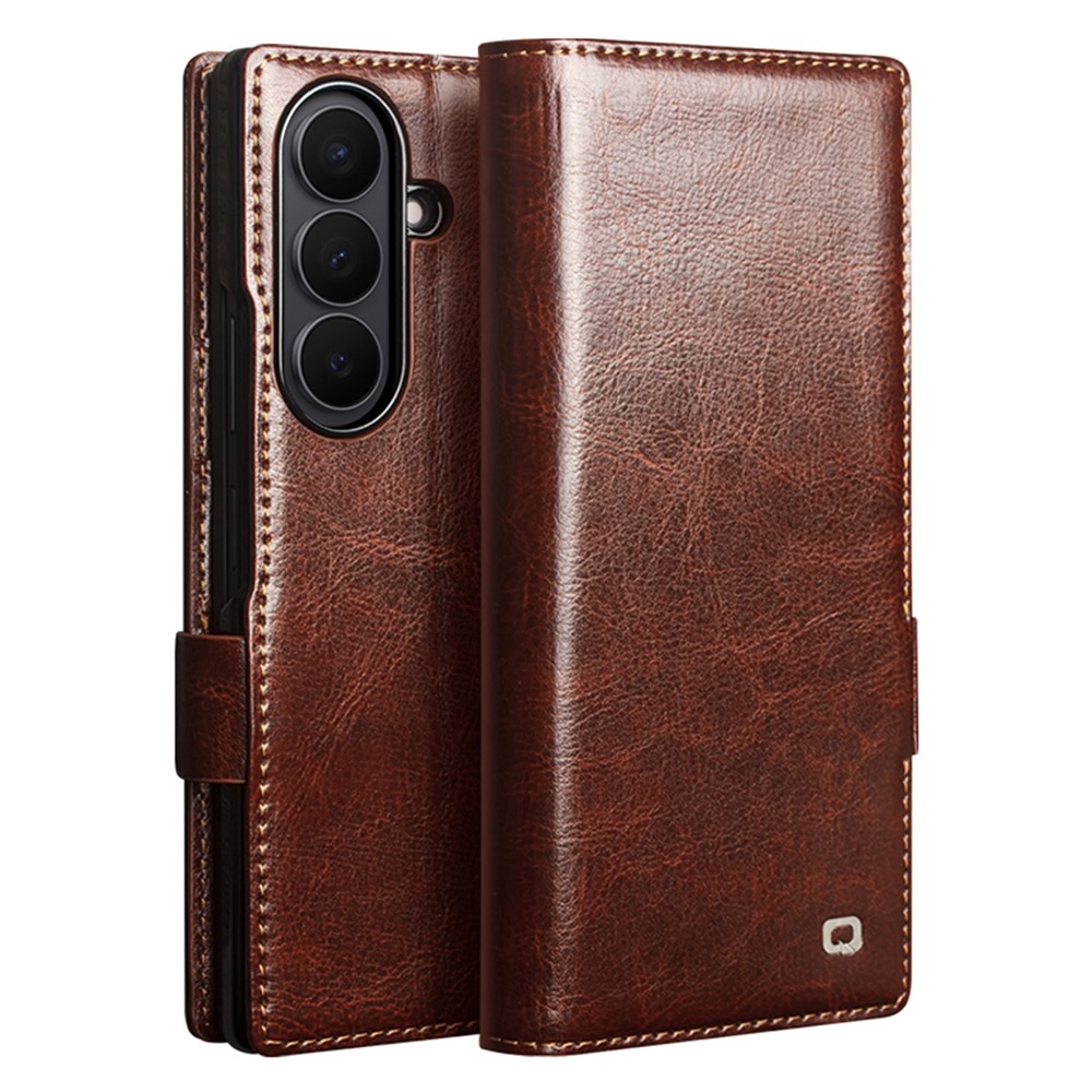 Qialino Samsung Galaxy Z Fold 8 Ultra hoesje - Leren bookcase - Donkerbruin