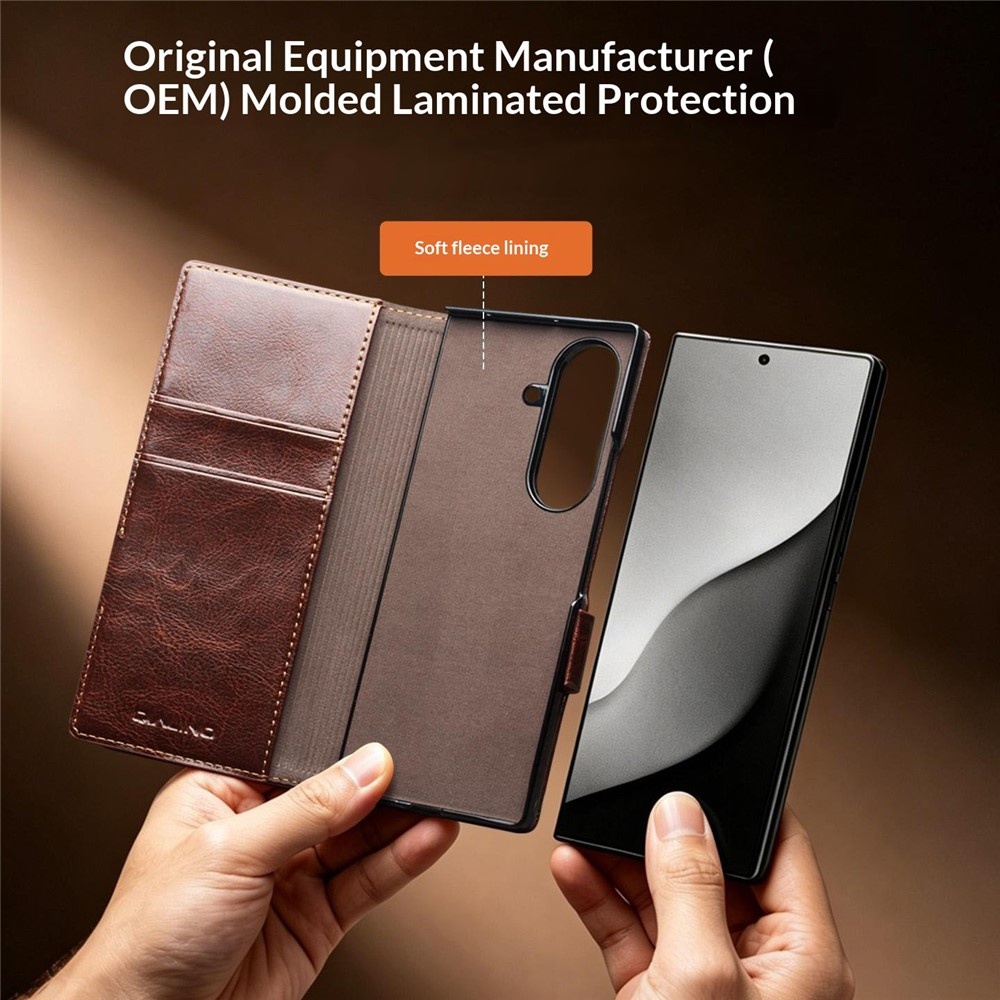 Samsung Galaxy Z Fold 8 Ultra leren bookcase hoesje - Donkerbruin