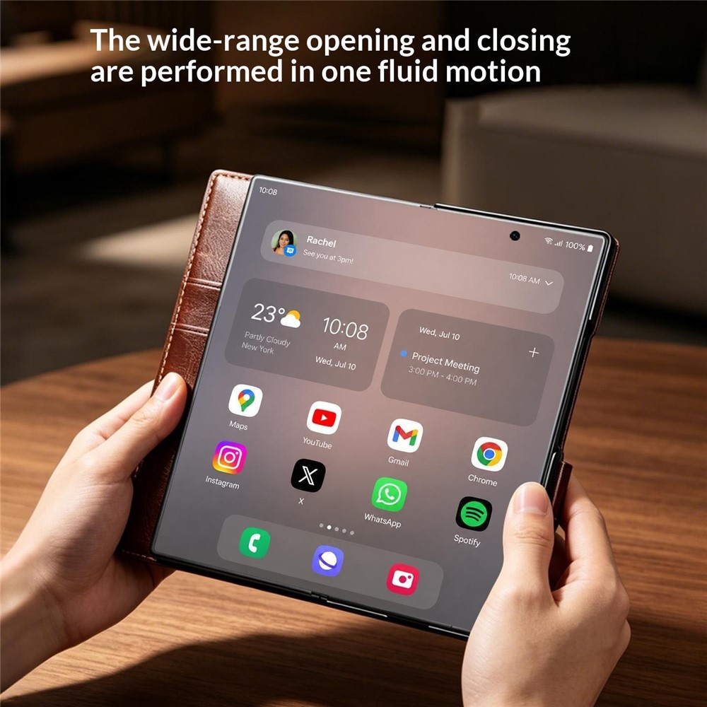 Samsung Galaxy Z Fold 8 Ultra leren bookcase hoesje - Donkerbruin