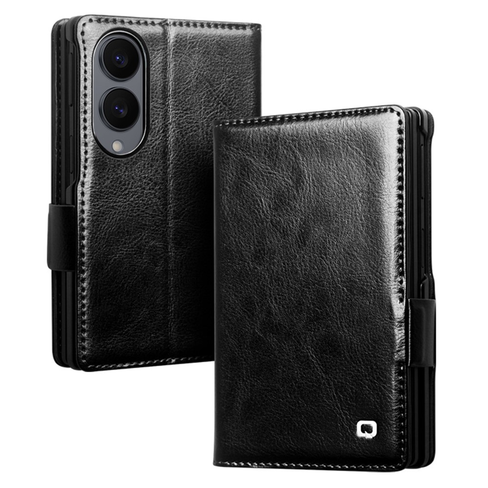Qialino Samsung Galaxy Z Fold 8 hoesje - Leren bookcase - Zwart