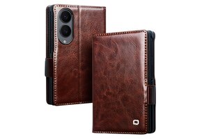 Qialino Samsung Galaxy Z Fold 8 hoesje - Leren bookcase - Donkerbruin