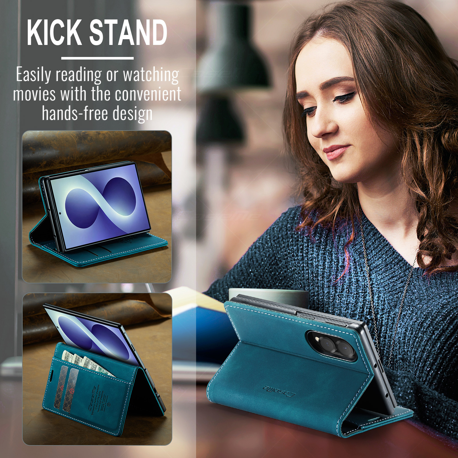 Samsung Galaxy Z Fold 8 bookcase stand hoes - Blauw