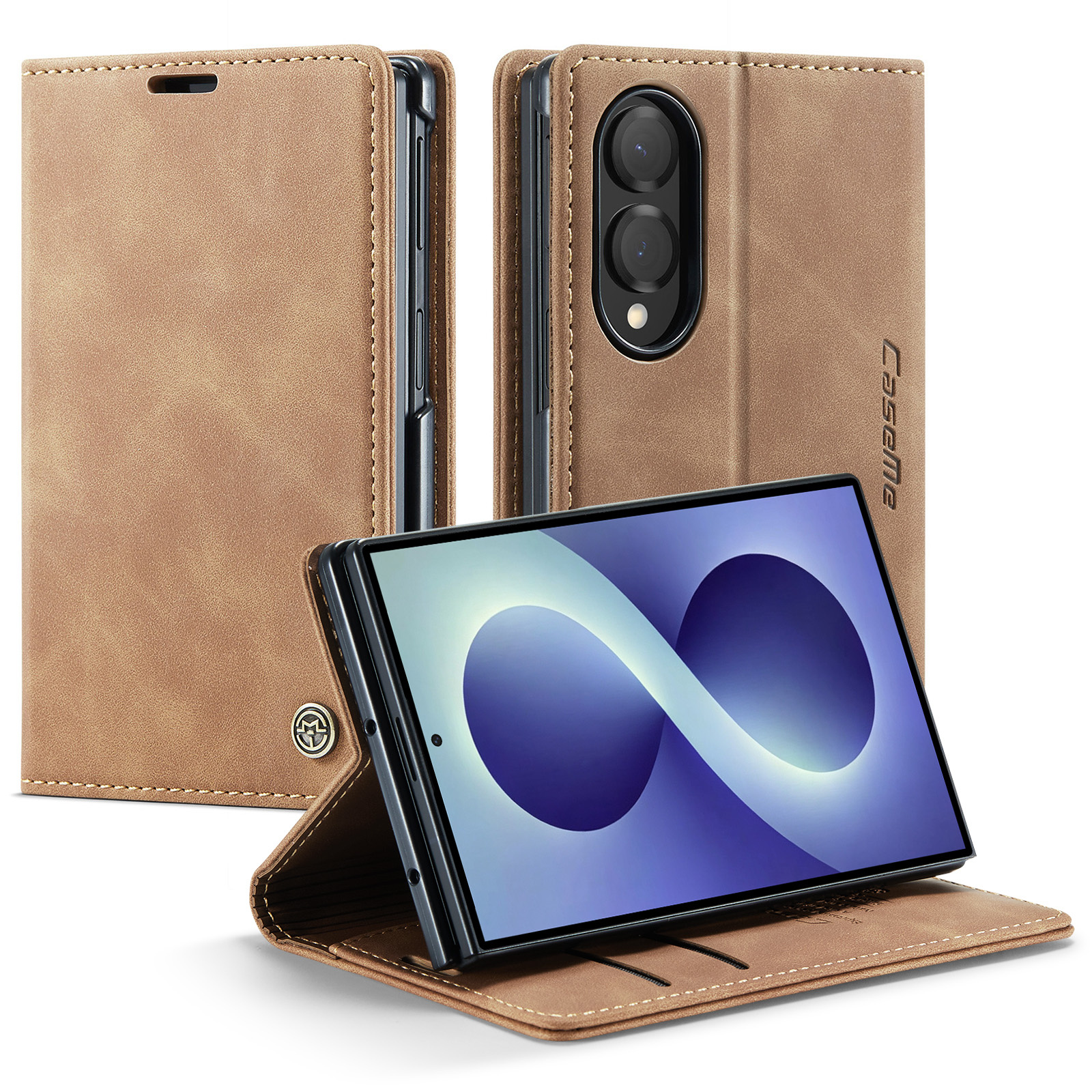 Caseme Samsung Galaxy Z Fold 8 bookcase stand hoes - Bruin