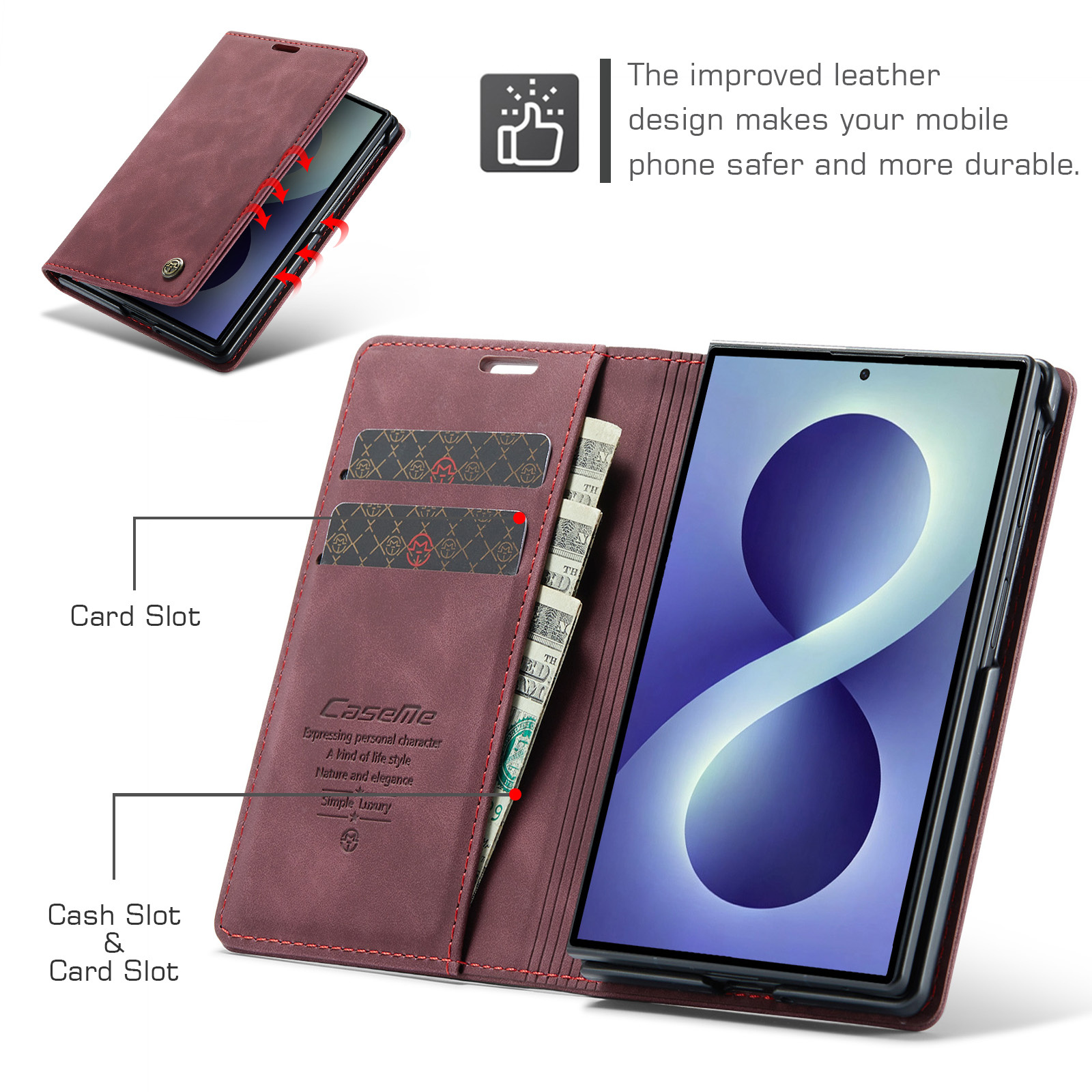 Samsung Galaxy Z Fold 8 bookcase stand hoes - Rood