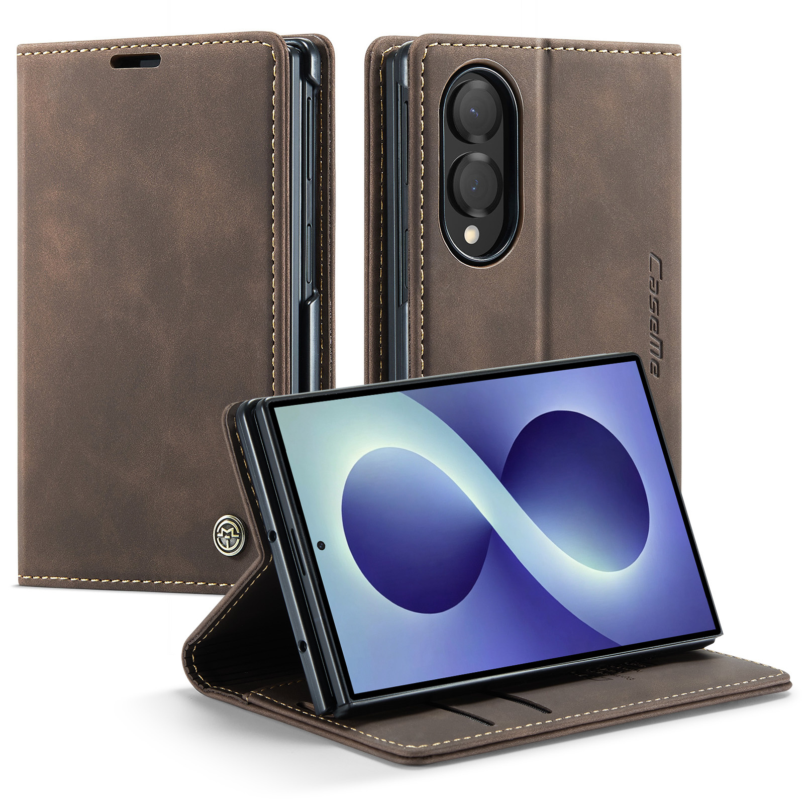 Caseme Samsung Galaxy Z Fold 8 bookcase stand hoes - Coffee