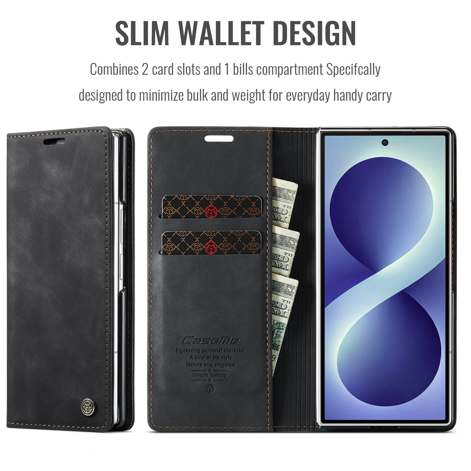 Samsung Galaxy Z Fold 8 Ultra bookcase stand hoes - Zwart