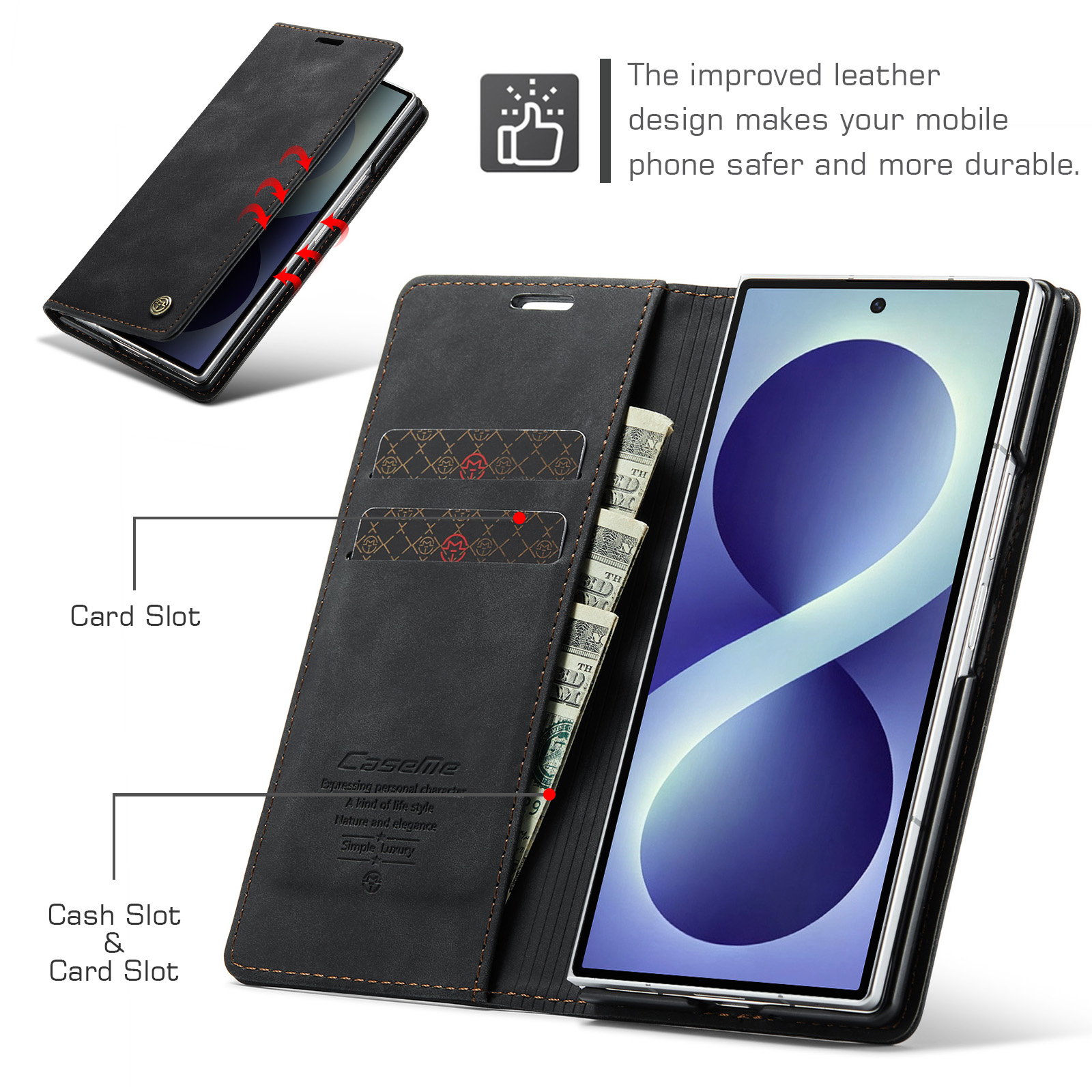 Samsung Galaxy Z Fold 8 Ultra bookcase stand hoes - Zwart