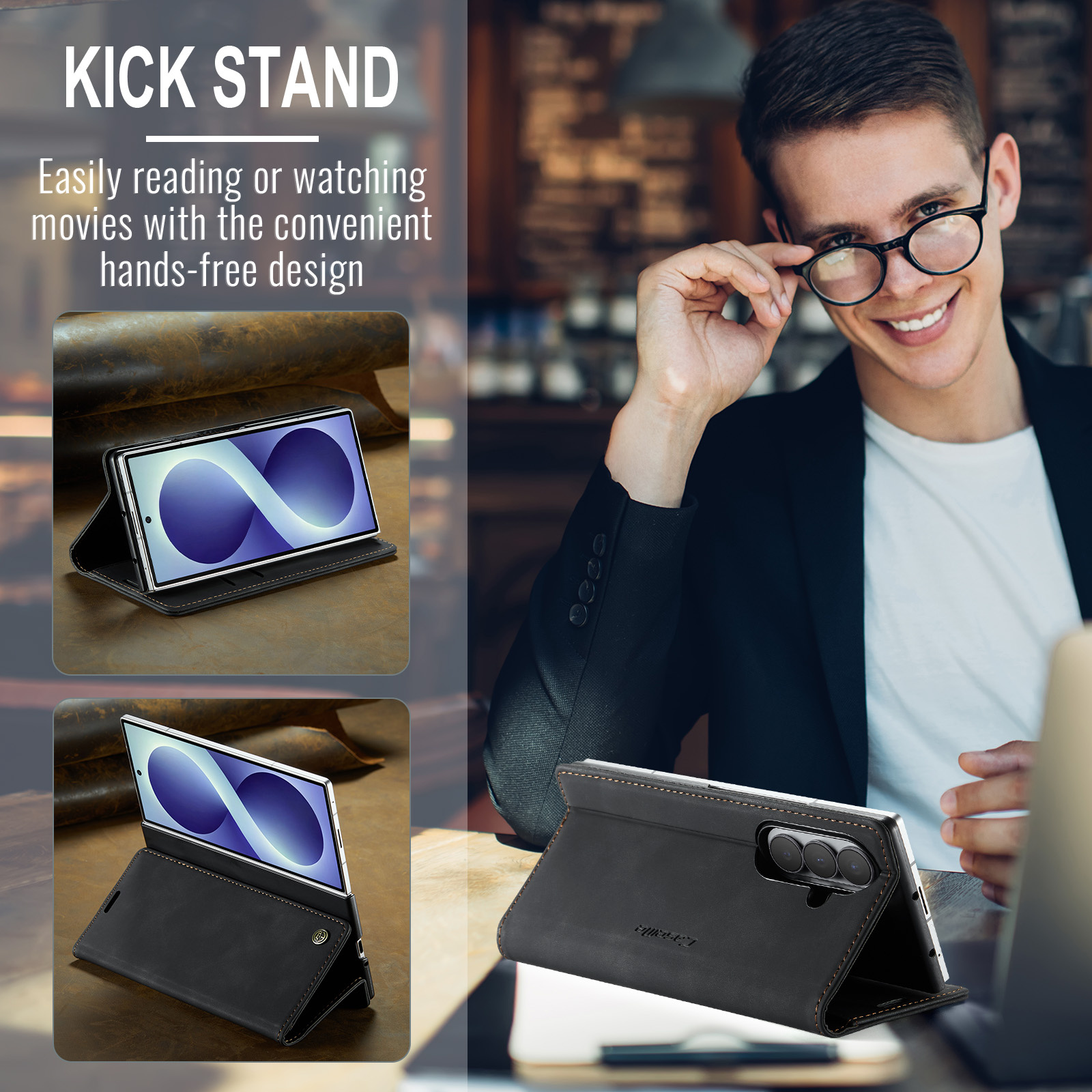 Samsung Galaxy Z Fold 8 Ultra bookcase stand hoes - Zwart