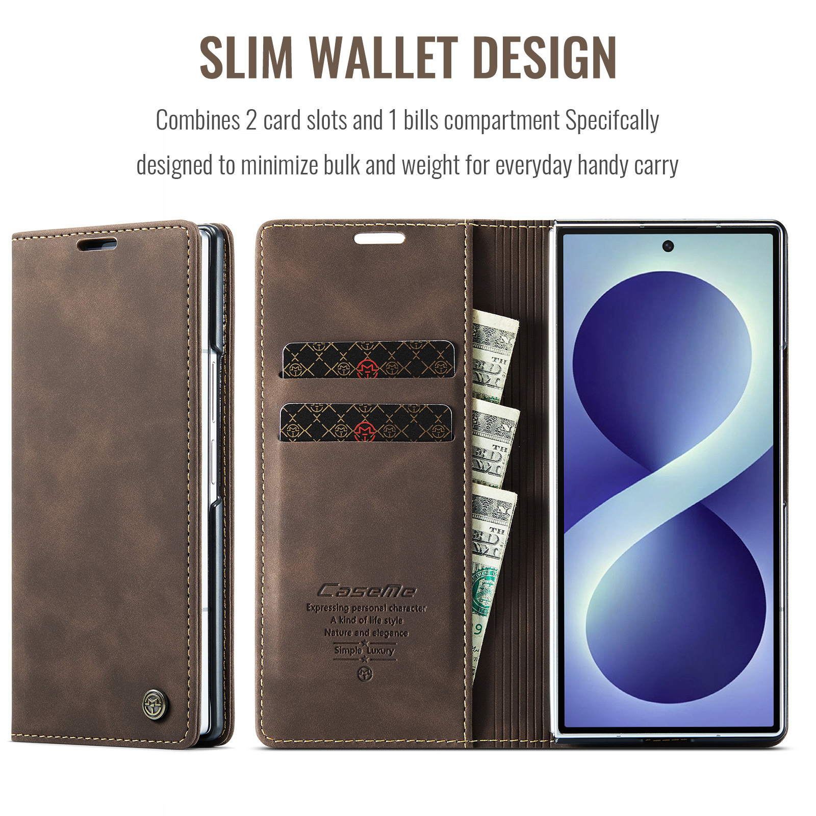 Samsung Galaxy Z Fold 8 Ultra bookcase stand hoes - Coffee