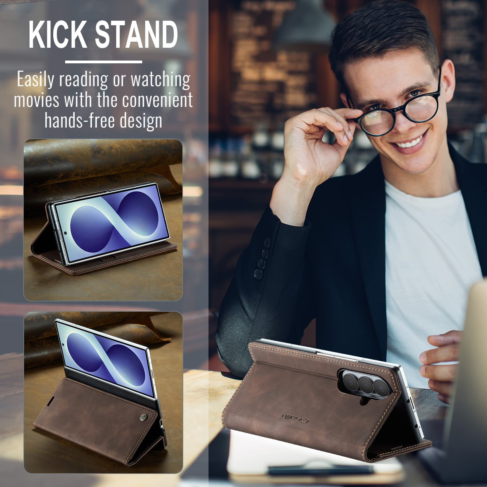 Samsung Galaxy Z Fold 8 Ultra bookcase stand hoes - Coffee
