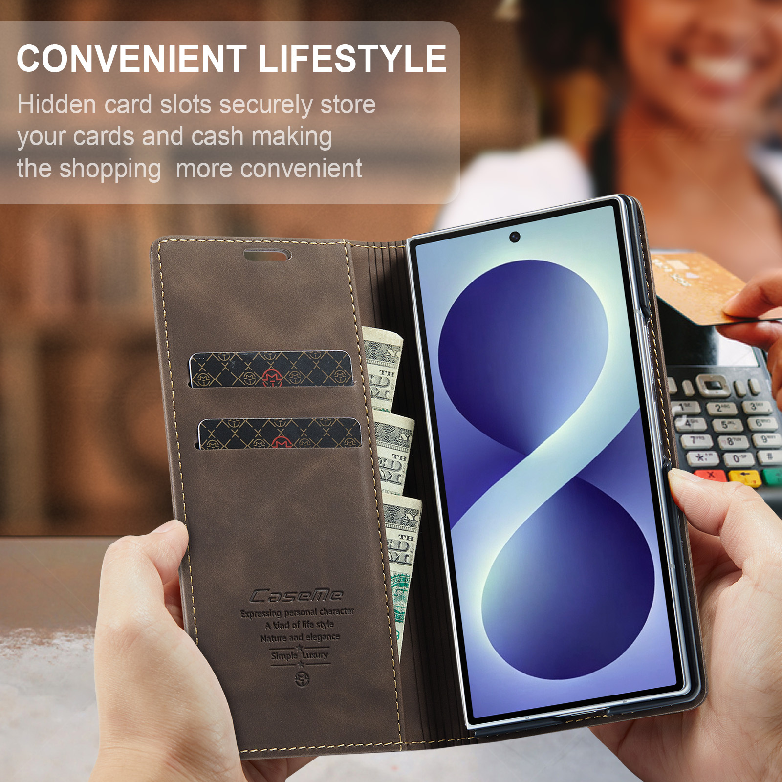 Samsung Galaxy Z Fold 8 Ultra bookcase stand hoes - Coffee