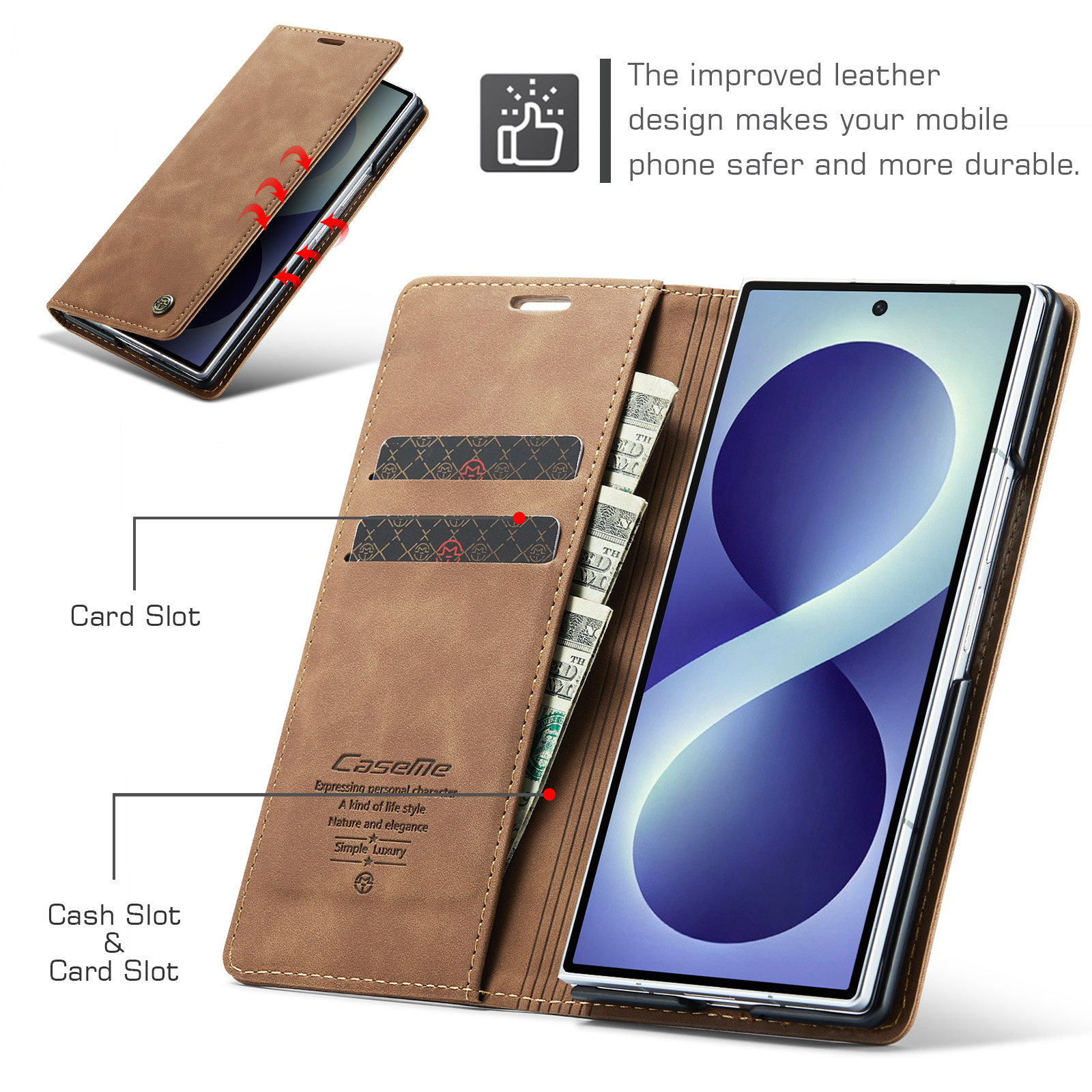 Samsung Galaxy Z Fold 8 Ultra bookcase stand hoes - Bruin
