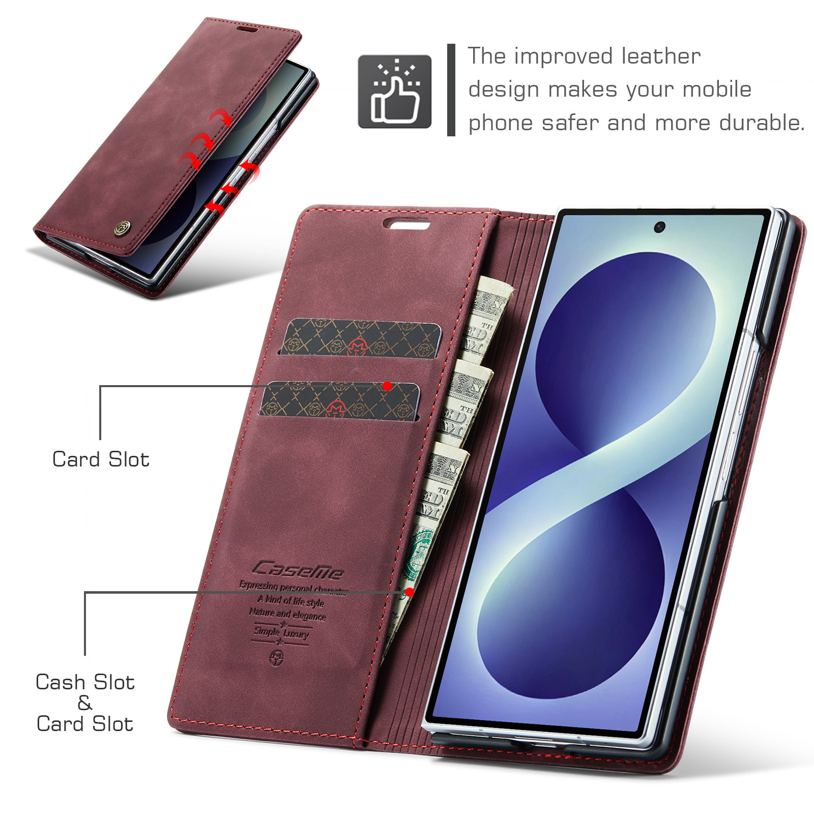 Samsung Galaxy Z Fold 8 Ultra bookcase stand hoes - Rood