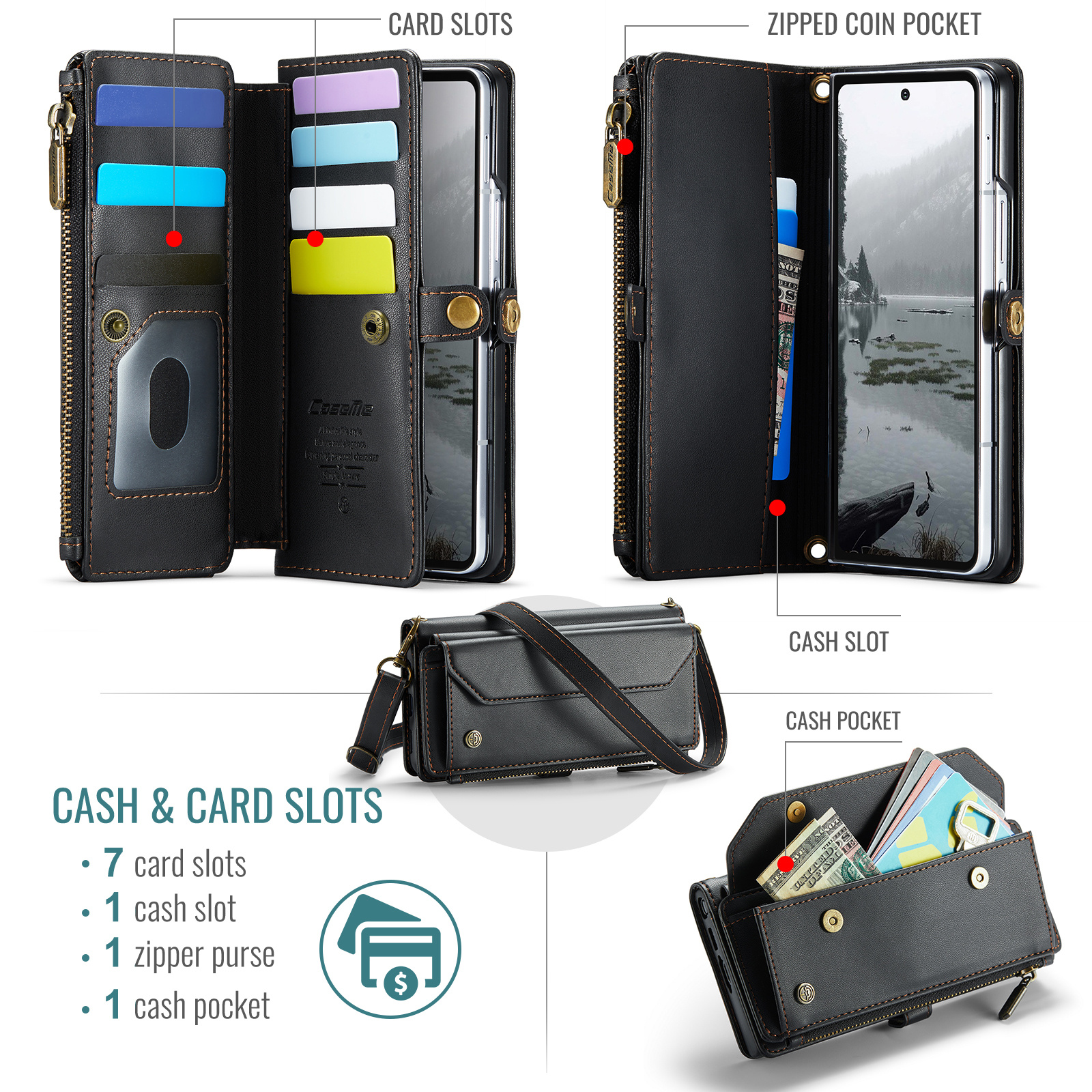 Samsung Galaxy Z Fold 8 Ultra hoesje portemonnee tasje - Zwart